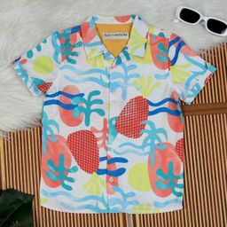 The Lion and the Fish Half Sleeves Palm Trees Printed Shirt - Multi Colour-image-56