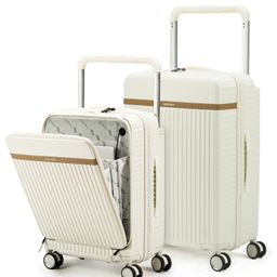 THE ASSEMBLY Polycarbonate Luggage Set Of 2 | Premium Cabin 55Cms & Check-In 65Cms Hard Trolley Bags With Wide Handle & Noise-Free Wheels - Roverpro-White-13