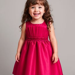 Babyhug Woven Sleeveless Fit & Flare Party Dress with Pleated Ruffles on Yoke - Dark Pink-image-48