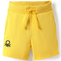 UCB Knit Knee Length Solid Shorts With Ribbed Waist - Yellow-image-58