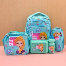 Elecart Princess School Bag Combo Set for Girls5 in 1 Back to School Hamper with Backpack, Lunch Bag, Tiffin Box, Water Bottle & Pencil PouchComplete School Essentials Gift Set for Kids - Height 14 Inches-20