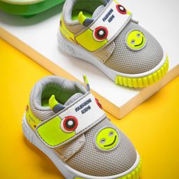 KATS Smiley Face Patch Detailed Musical Velcro Closure Shoes - Grey-picture-3