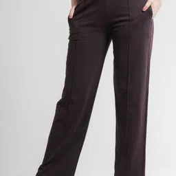 FLURR Women Tailored Flared Easy Wash Pleated Cotton Formal Trousers-image-93