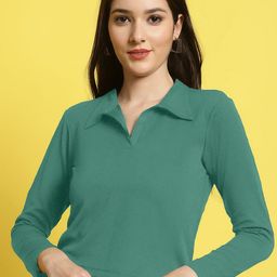 Metronaut Women Solid Shirt Collar Top-image-43
