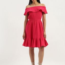 United Colors of Benetton Print Off-Shoulder Fit & Flare Dress-image-53