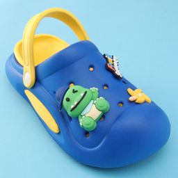 Oh! Pair Clogs with Back Strap Closure & Dino Applique - Blue image 3