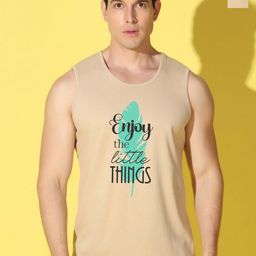 WOOSTRO Pack Of 2 Printed Knitted Gym Vest - VWS26(ENJOY RUST)(ALONE RUST)-RUST-38