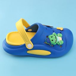 Oh! Pair Clogs with Back Strap Closure & Dino Applique - Blue image 4