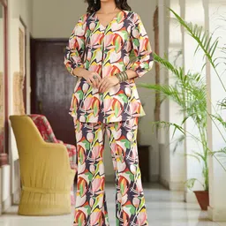 Moda Rapido Printed V-Neck Top With Trouser Co-Ords-picture-48
