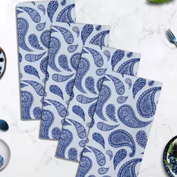 HOME COLORS.IN 4-Pcs Navy Blue & White Paisley Printed Kitchen Towels-image-93