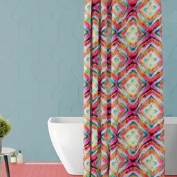 ArtzFolio Pink & Yellow Printed Waterproof Shower Curtain-12