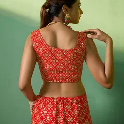 Fusionic Embroidered Sequinned Semi-Stitched Lehenga & Unstitched Blouse With Dupatta image 2