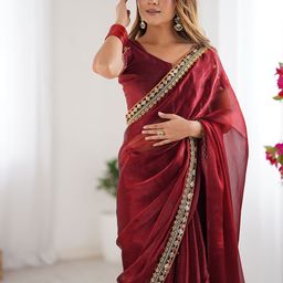 Mitera Embroidered Pure Chiffon Saree-49