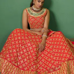 Fusionic Embroidered Sequinned Semi-Stitched Lehenga & Unstitched Blouse With Dupatta image 5