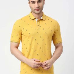 Dragon Hill Lemon Yellow Slim Fit Polo T-Shirt-image-98