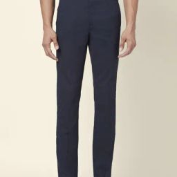 Byford By Pantaloons Navy Slim Fit Self Pattern Trousers-picture-6