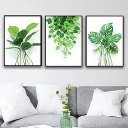 Art Street Leaf Nature Printed Green Engineered Wood Wall Art (Set of 3)-11