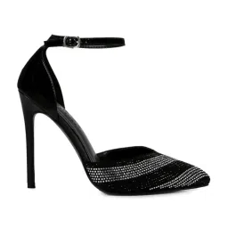 Rag & Co Women's Black Ankle Strap Stilettos-image-39