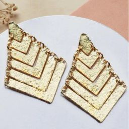 Priyaasi Stylish Solid Textured Golden Dangler Earrings-image-79