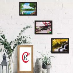 eCraftIndia Set of 3 Scenery View Matt Textured UV Art Painting-34