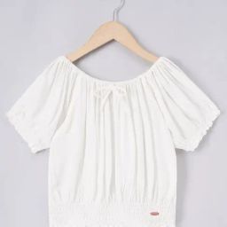 Edheads Kids White Cotton Regular Fit Top-image-128