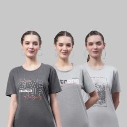 Vimal Jonney Grey Cotton Printed Sports T-Shirt - Pack Of 3-image-97