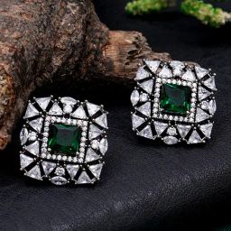 Karatcart Green Stud Earrings for Women-3