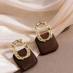 Krelin Gold-Plated Textured Geometric Shaped Studs image 3