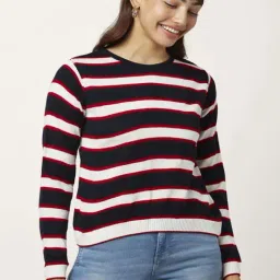 People by Pantaloons Blue & White Striped Sweater-picture-21