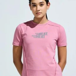 DOMIN8 Pink Cotton Regular Fit Sports T-Shirt-image-93