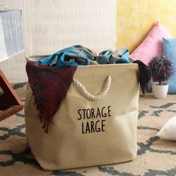 Cortina Beige Printed Foldable Laundry Bag-9