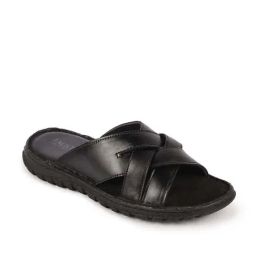 Fausto Men's Black Cross Strap Sandals-image-17