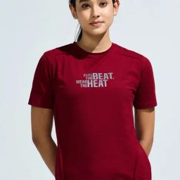 DOMIN8 Maroon Cotton Regular Fit Sports T-Shirt-image-94