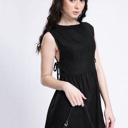 glitchez Classic Chic Tie-Ups Gathers A-Line Mini Dress-image-49