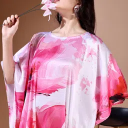LABEL AARNA Haven Soft Satin Kaftan with Digital Print image 2