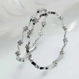 Aatmana Silver-Plated & American Diamond Bangles - Set of 2-15