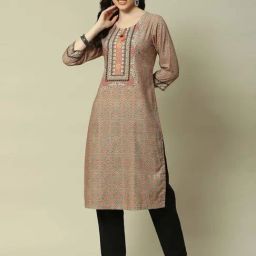 Rangriti Grey Printed Straight Kurta-image-68