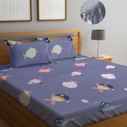 Myntra Elegant Homes Kids Grey Printed Fitted 300TC King Double Bedsheet Set 2.50mx2.25m-image-79