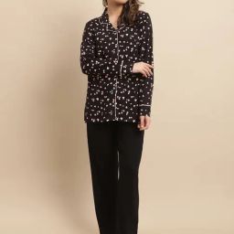 Kanvin Black Printed Shirt With Pyjamas-image-16