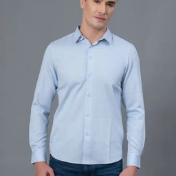 Red Tape Sky Blue Regular Fit Textured Cotton Shirt-picture-13