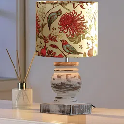 Decorcity White Wood Traditional Cylindrical Shaped Table Lamp-44