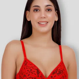 SELFCARE Net Embroided Half Coverage Plunge Bra With Adjustable Straps-picture-2