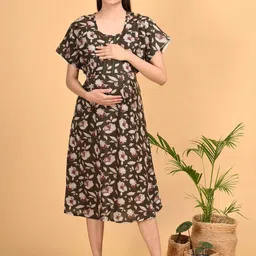 GOLDSTROMS Floral Print Maternity A-Line Midi Dress-picture-45