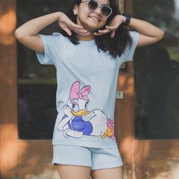 Nap Chief Half Sleeves Disney Daisy Duck Printed Tee & Shorts Set - Light Blue-image-32