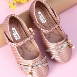 Cute Walk by Babyhug Party Wear Sandals Studded Lace Applique - Rose Gold-picture-34