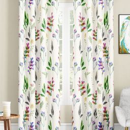 SEJ by Nisha Gupta Set of 2 Floral Eyelet Door Curtains - White-56