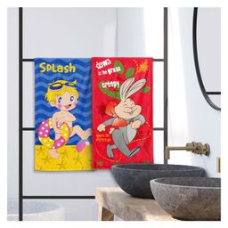 Sassoon 100% Cotton 300 GSM Kids Cartoon Super Soft Printed Hand Towel for Bathroom Pack  of 2- Blue Red-image-45