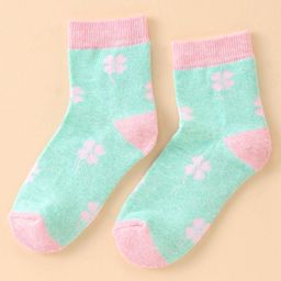 Mustang Cotton Ankle Length Socks With Leafs Print - Pink & Blue-image-42
