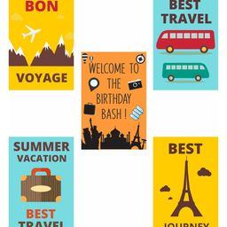 Untumble Travel Theme Birthday Decoration 31 cm Posters Kit for Kids - Pack of 5-image-52