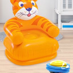 Tiger Shape Inflatable Chair With Foot Pump - Orange-15